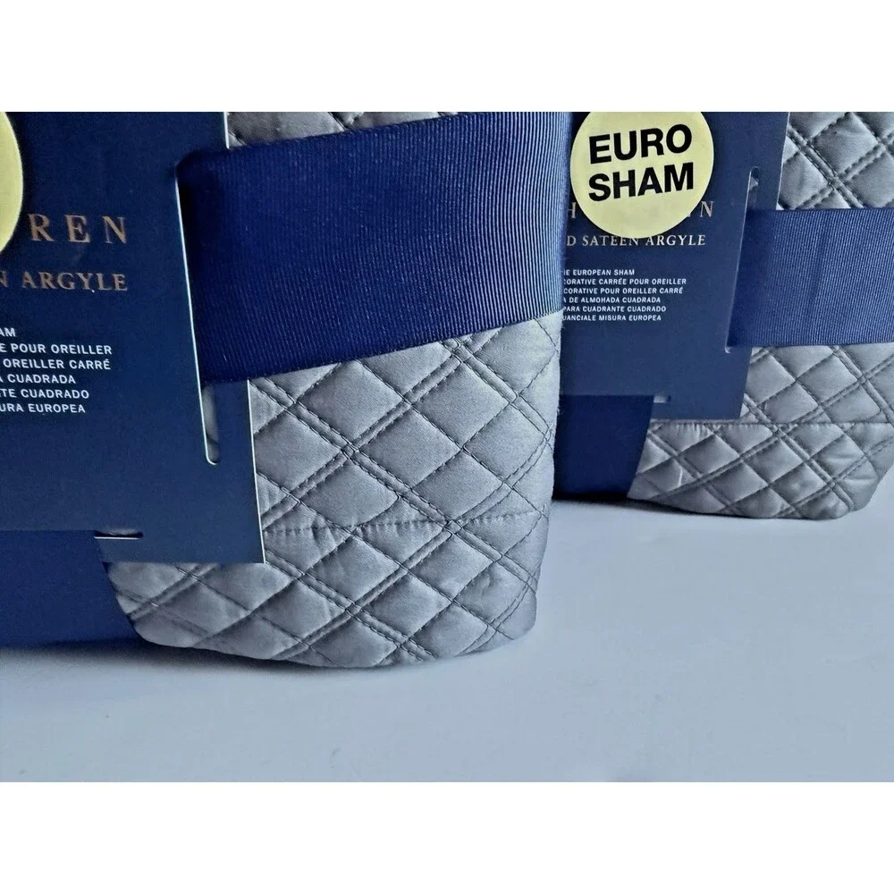 Ralph Lauren Quilted Argyle Luxury Euro Sham 26X26